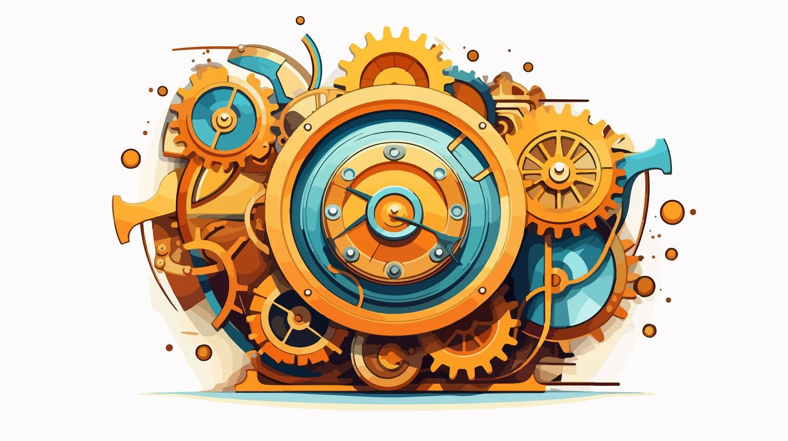 Clock Mechanism Assembly Cartoon Illustration — free download from Dotvec