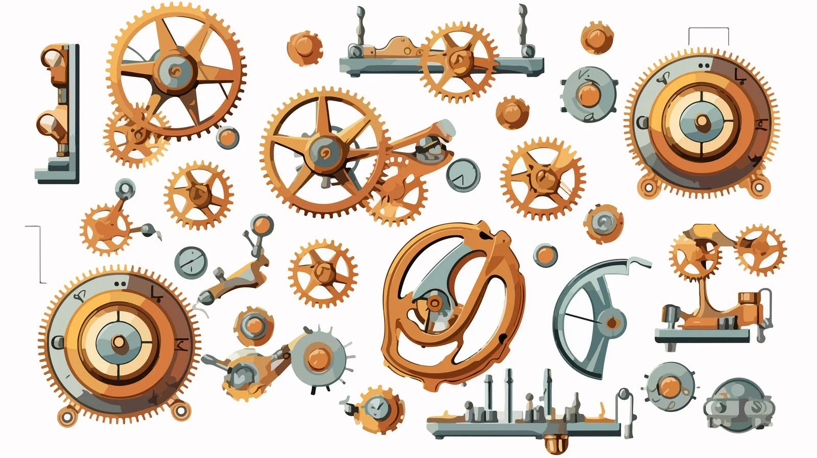 Clock Mechanism Assembly Cartoon Illustration — free download from Dotvec