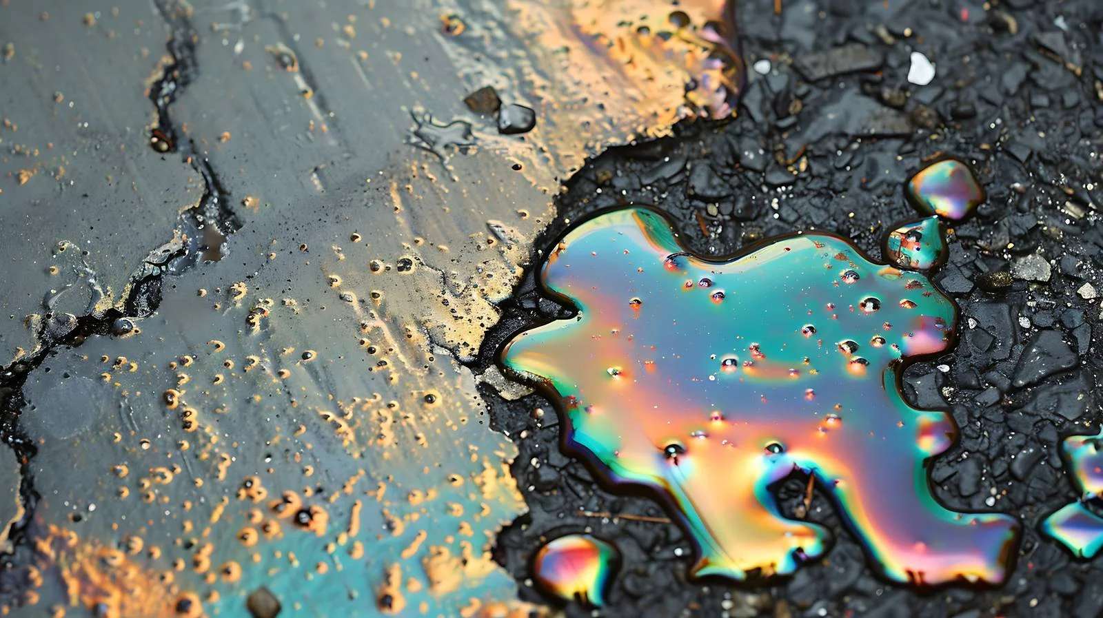 Vivid Iridescent Oil Spill Reflecting Light — free download from Dotvec