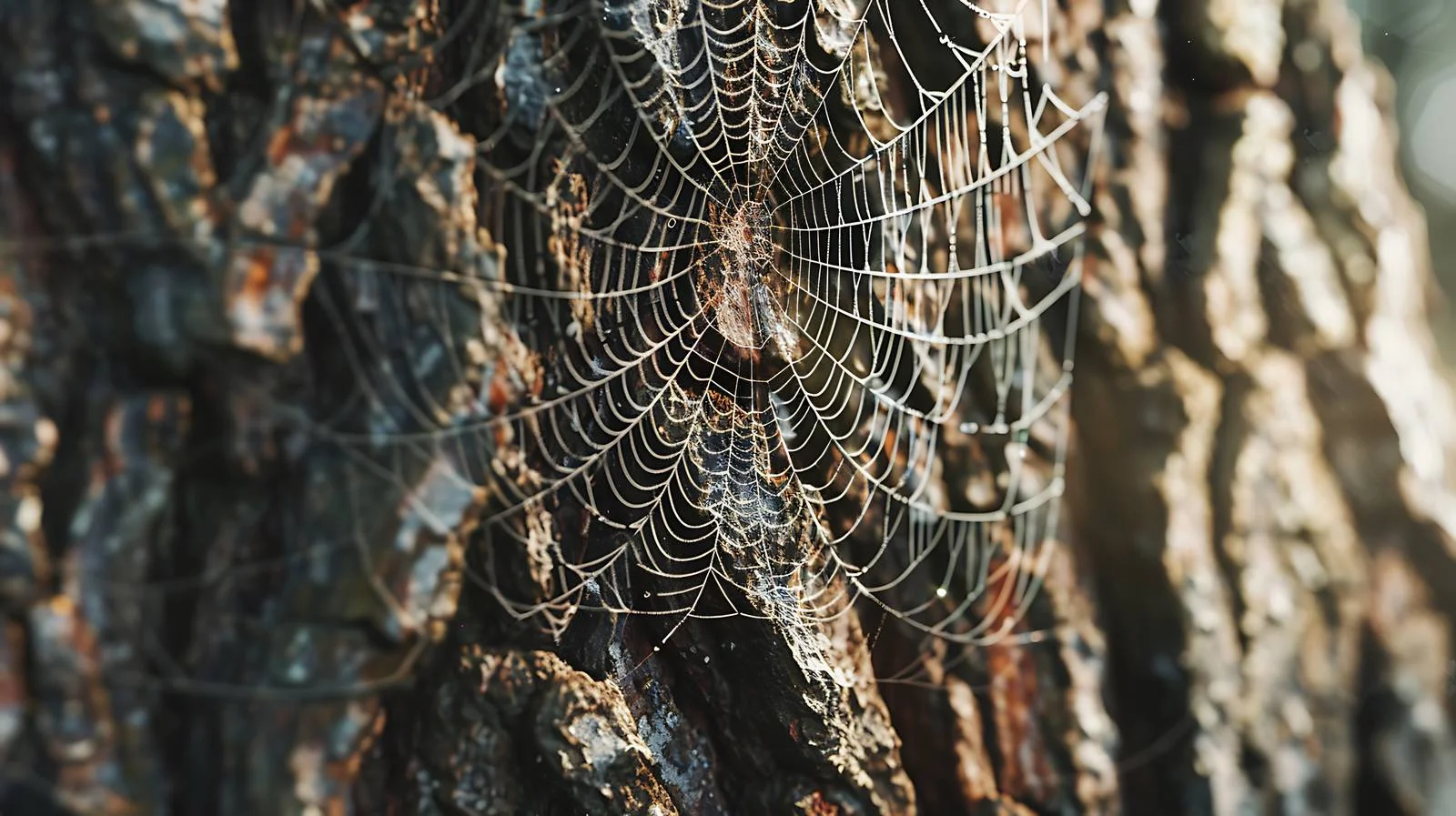 Detailed Spider Web on Forest Tree Trunk — free download from Dotvec