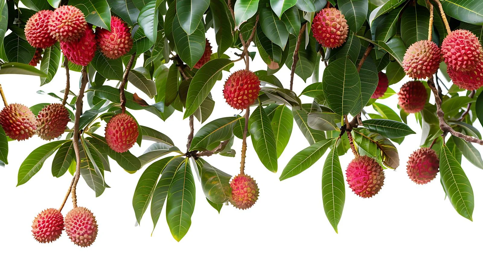 Ripe lychees hanging on trees isolated — free download from Dotvec