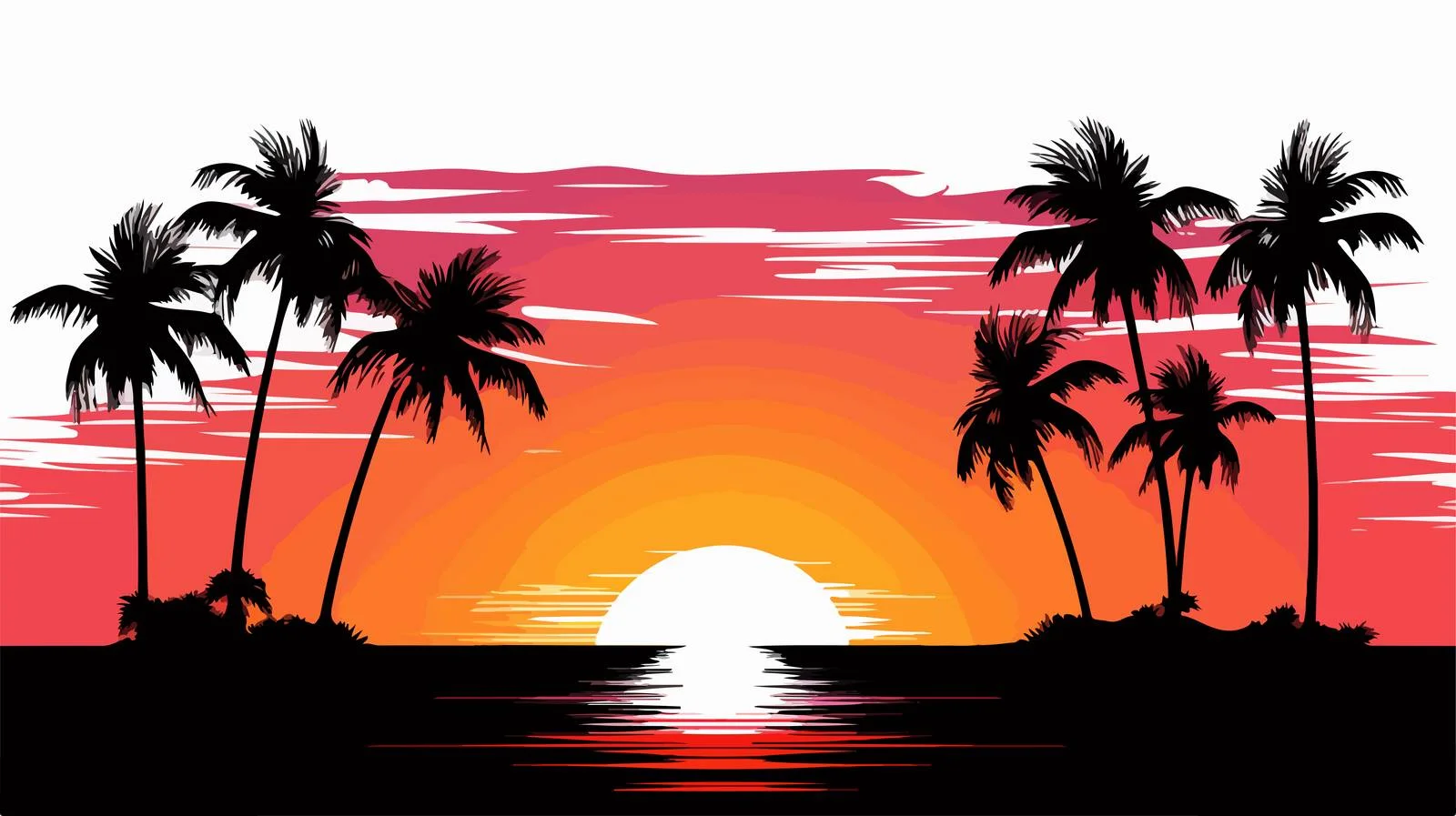 Tropical Sunset Silhouette Design — free download from Dotvec