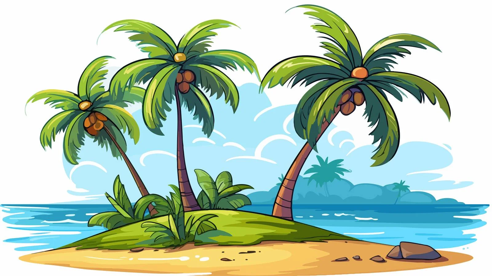 Tropical Island Coconut Trees Summer Vacation — free download from Dotvec