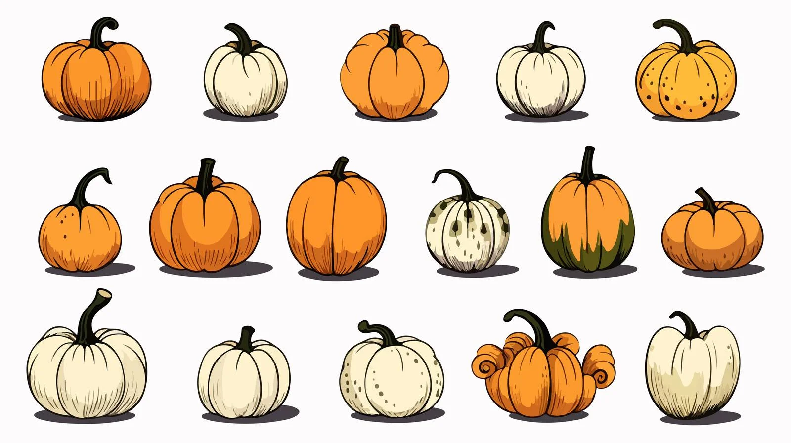 Hand-Drawn Ink Pumpkins Collection — free download from Dotvec