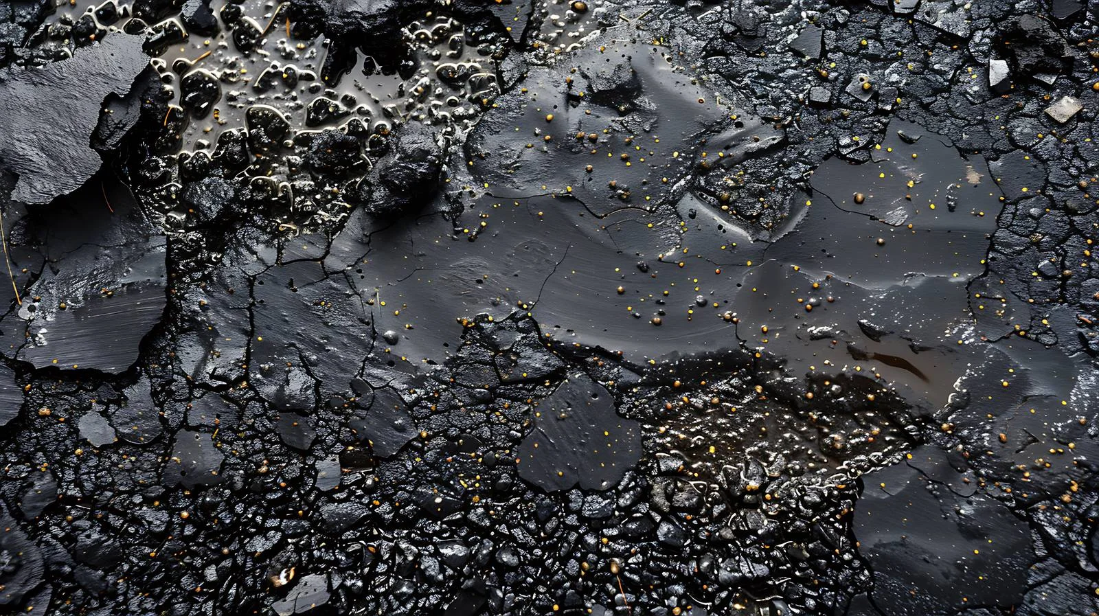 Vivid gasoline spill on dark industrial ground — free download from Dotvec