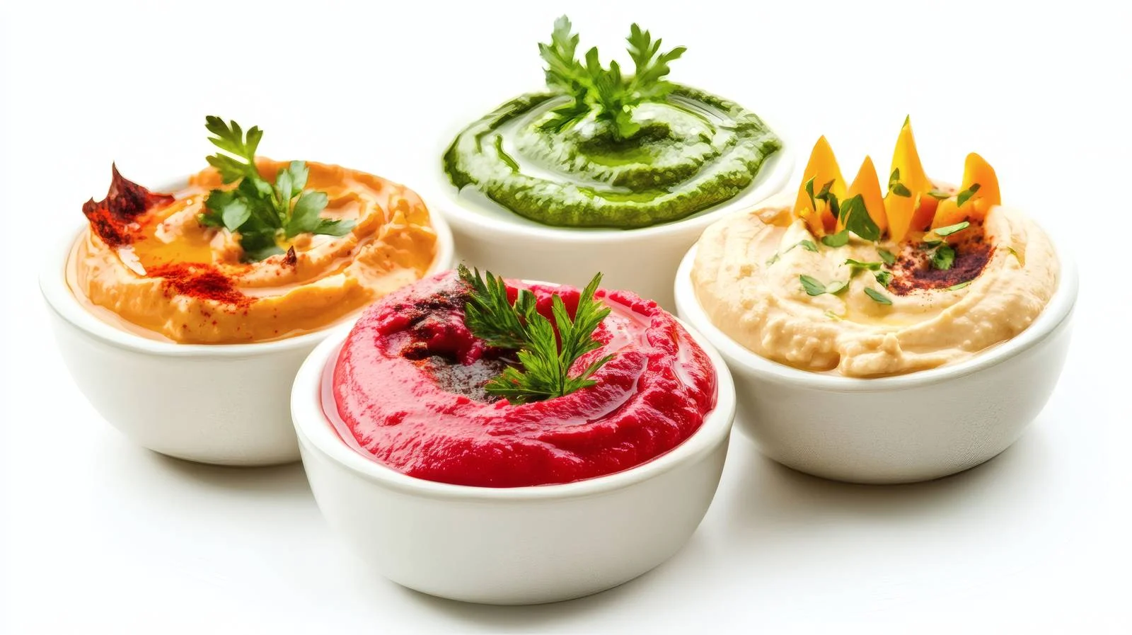Vibrant Hummus Dips on White Background — free download from Dotvec