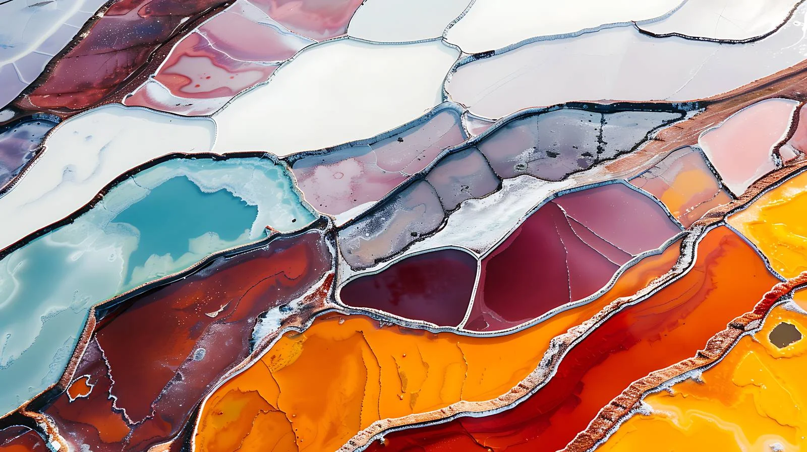 Vibrant potash refinery evaporation ponds scene — free download from Dotvec