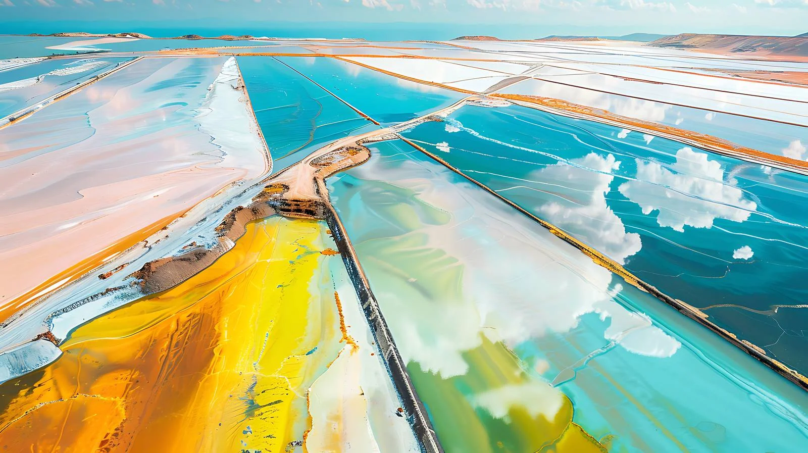 Vibrant potash refinery evaporation ponds contrast — free download from Dotvec