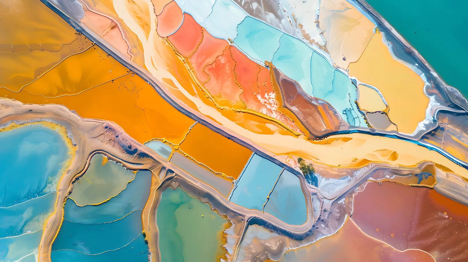 Vibrant evaporation ponds at potash plant — free download from Dotvec