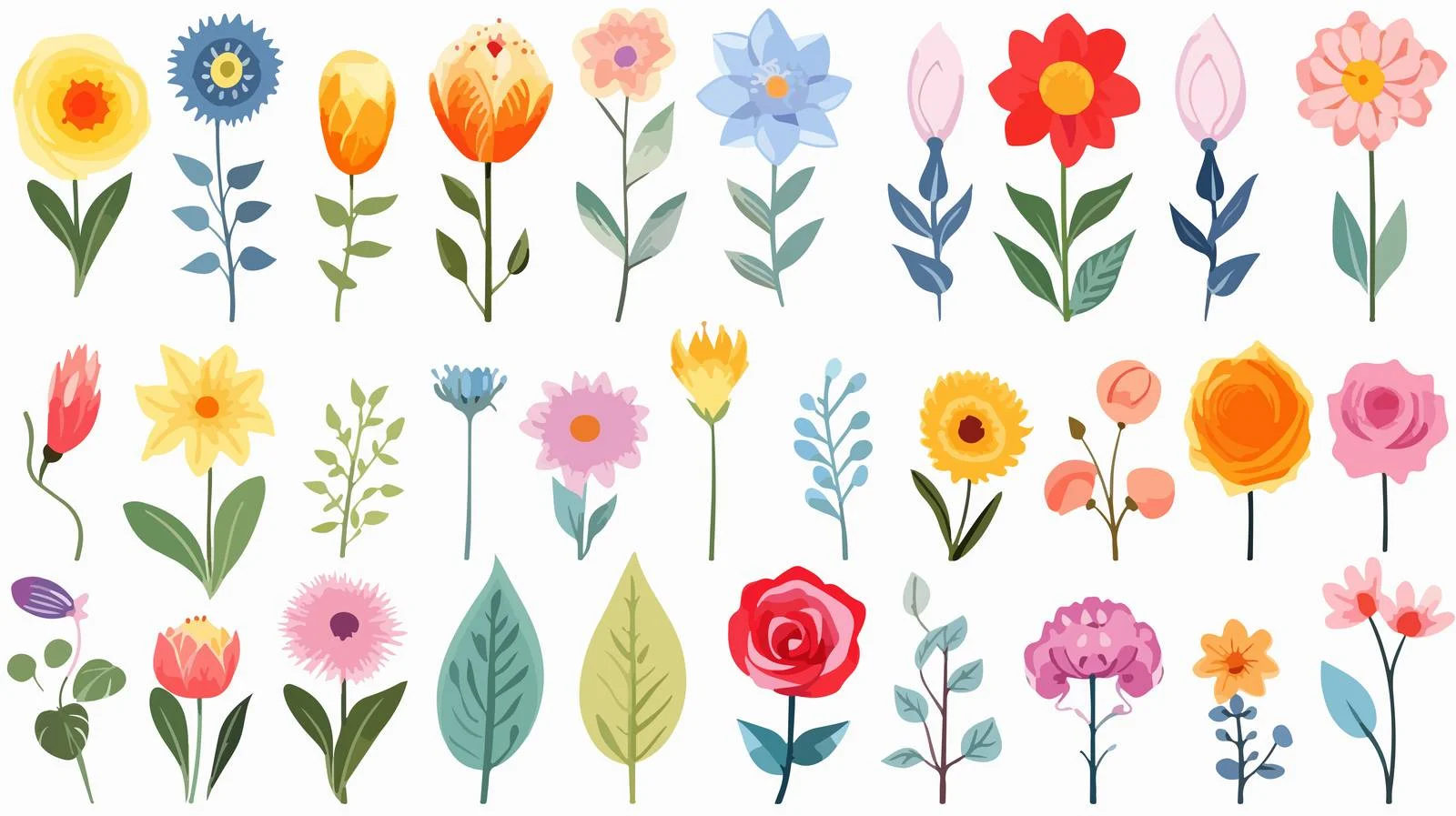 Colorful Flower Set for Women — free download from Dotvec
