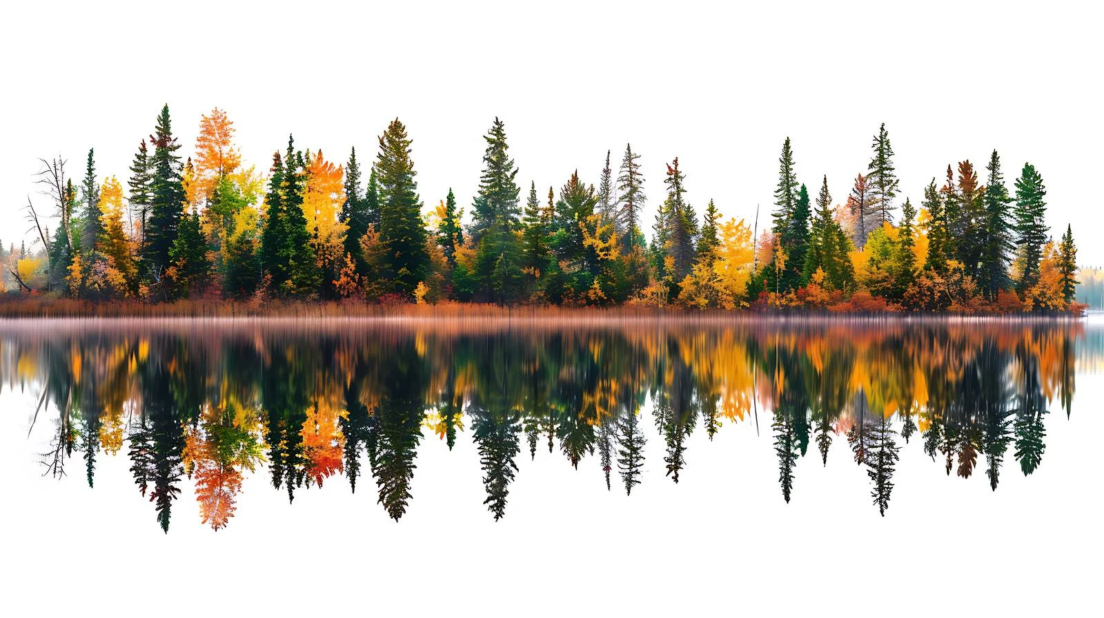 Tranquil Colorful Treeline on Northern Minnesota Lake — free download from Dotvec