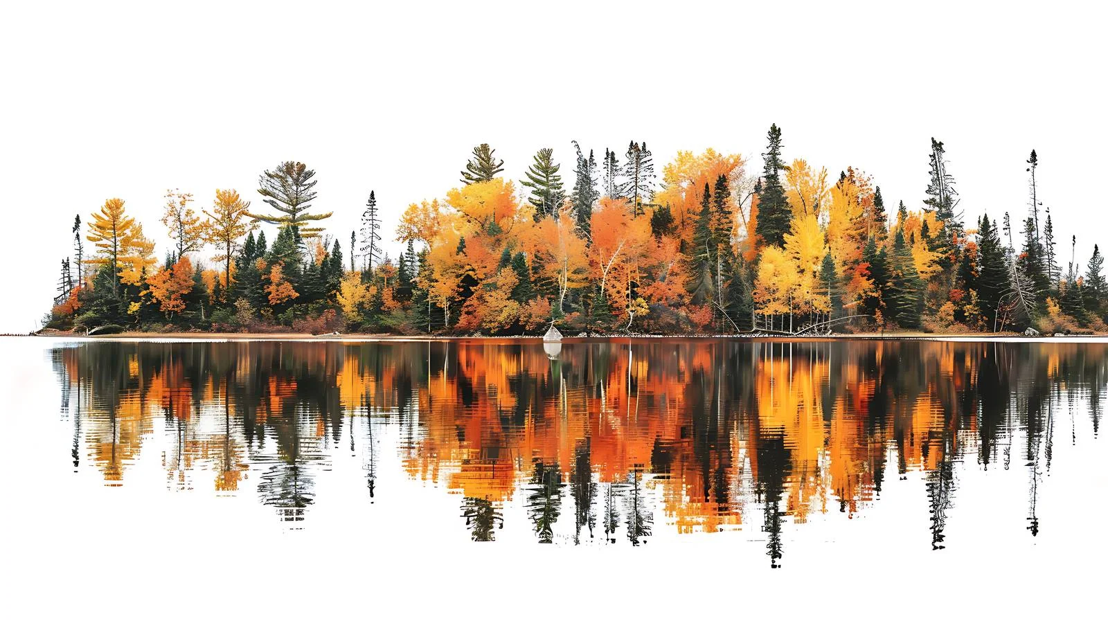 Vibrant treeline by serene lake in Northern Minnesota — free download from Dotvec