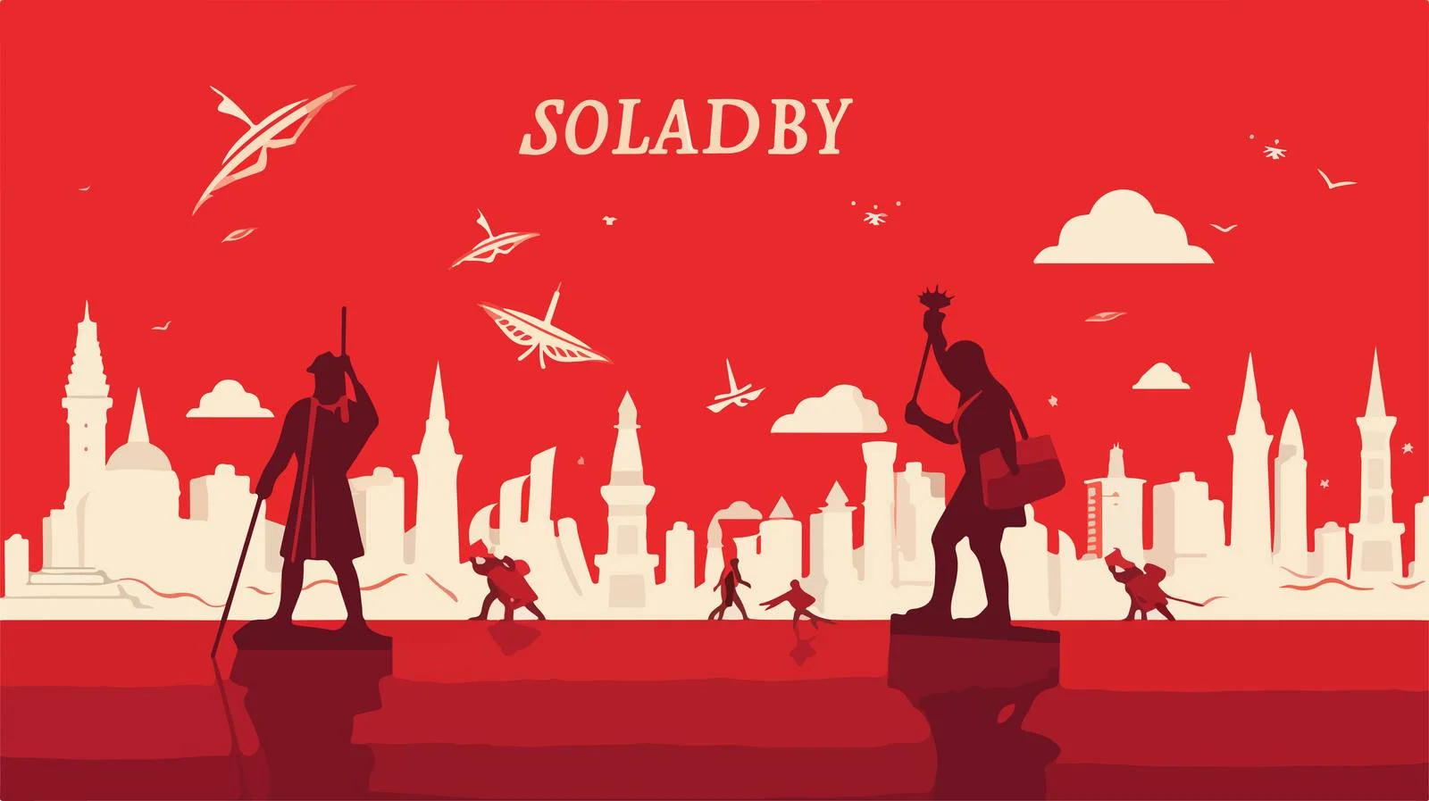 Columbus Day Cartoon Vector on Red — free download from Dotvec