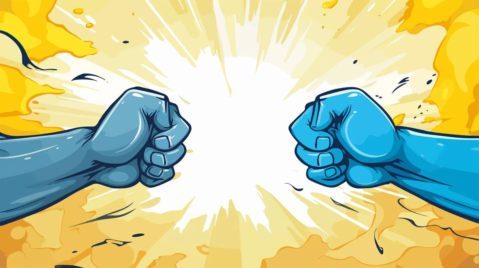 Dynamic Battle Scene: Blue vs Yellow — free download from Dotvec