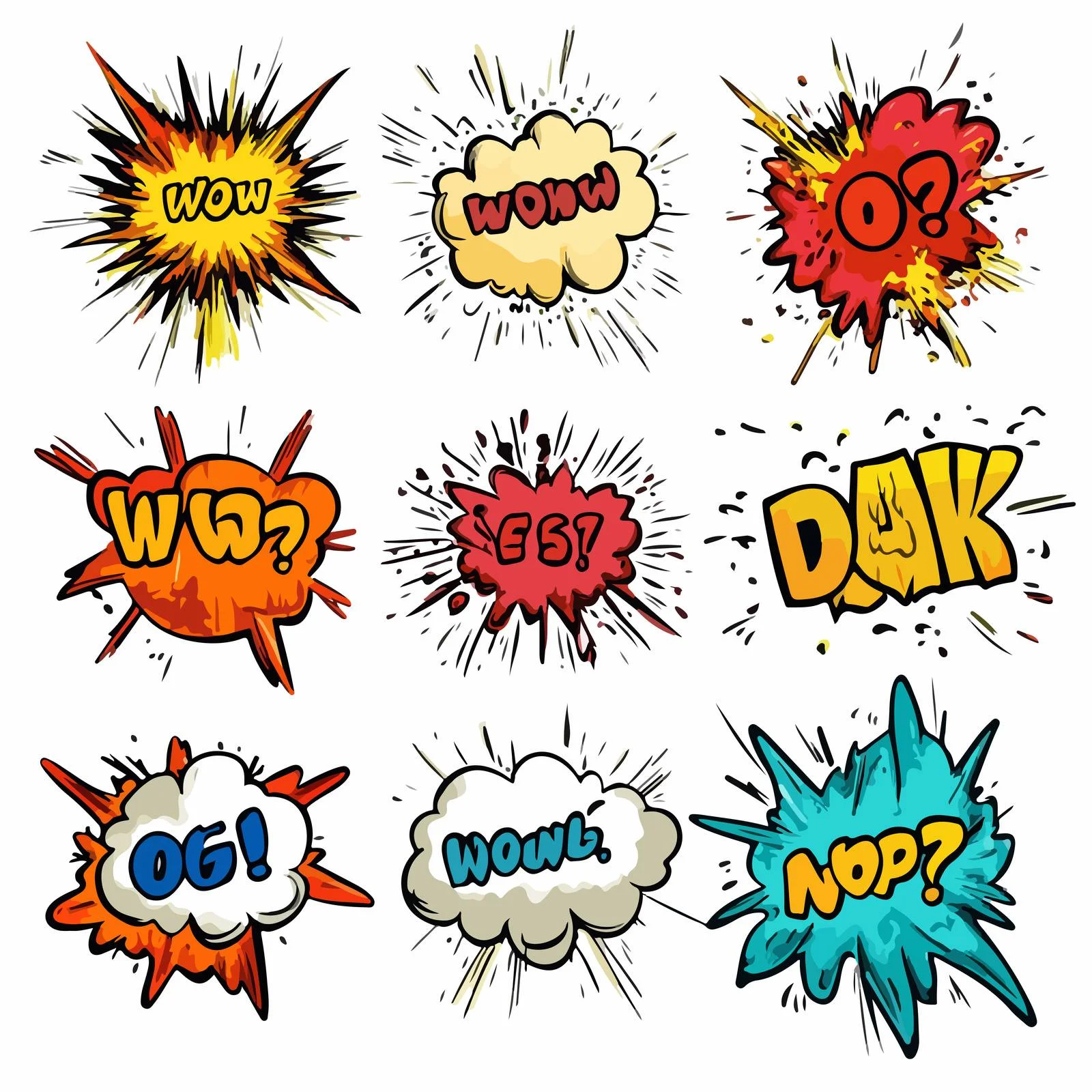 Vibrant Comic Speech Bubbles on White Background — free download from Dotvec