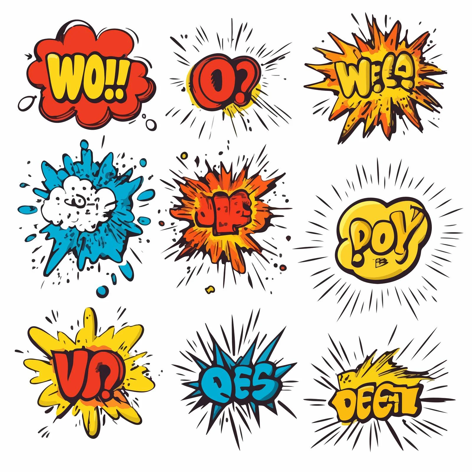 Collection of Comic Sound Speech Bubbles on White — free download from Dotvec