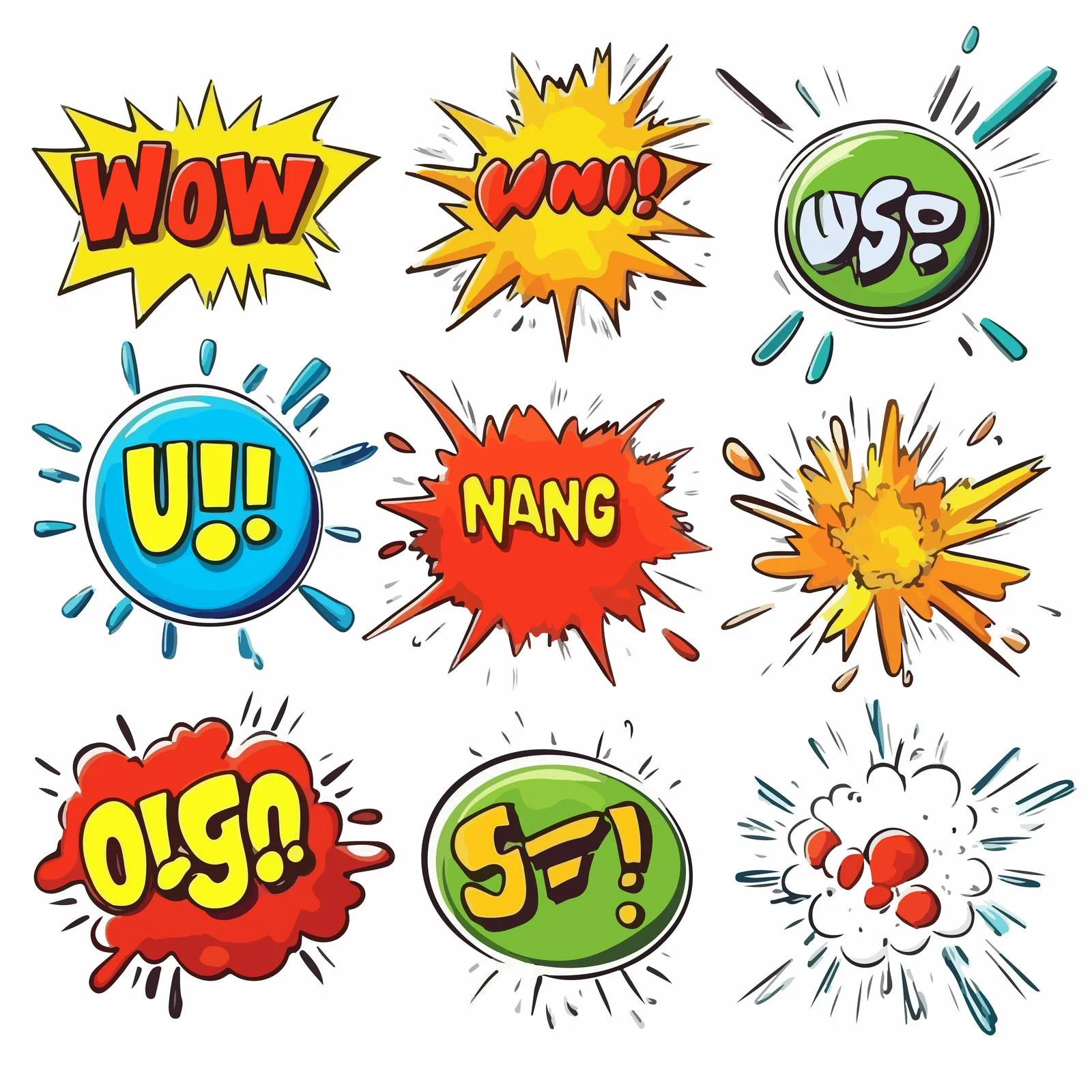 Colorful Comic Speech Bubbles Collection on White — free download from Dotvec