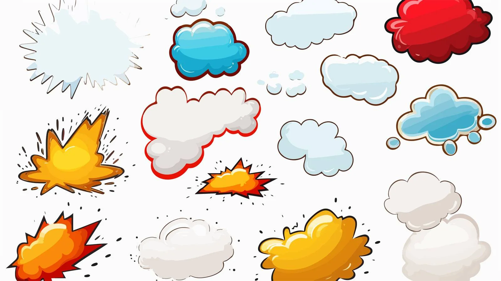 Comic Speech Bubbles Collection on Transparent Background — free download from Dotvec