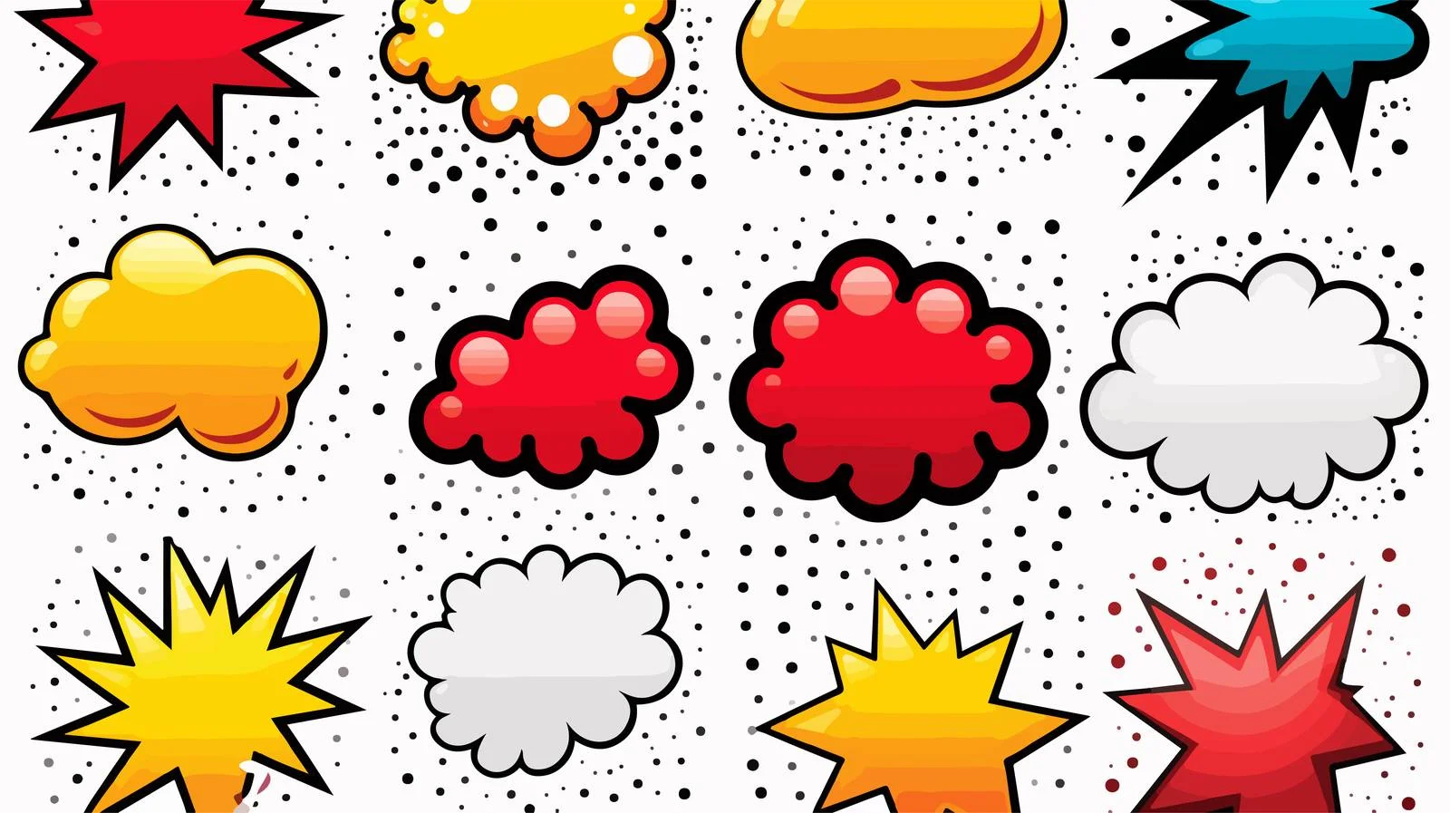 Comic Speech Bubbles Collection on Transparent Background — free download from Dotvec