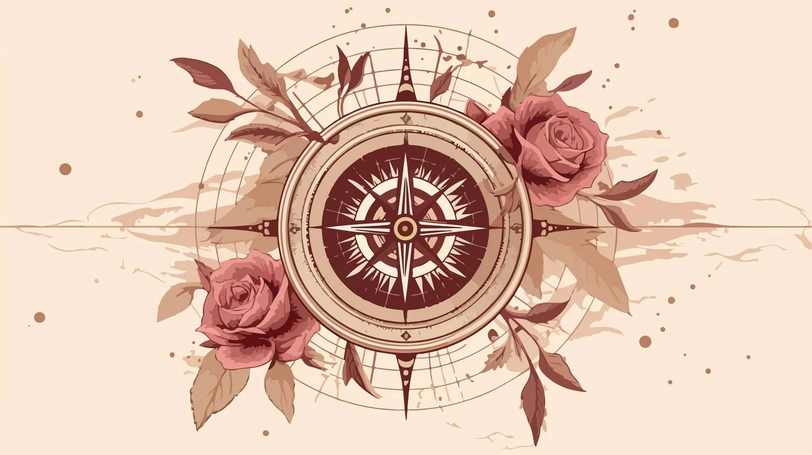 Vintage Windrose Compass Pattern — free download from Dotvec