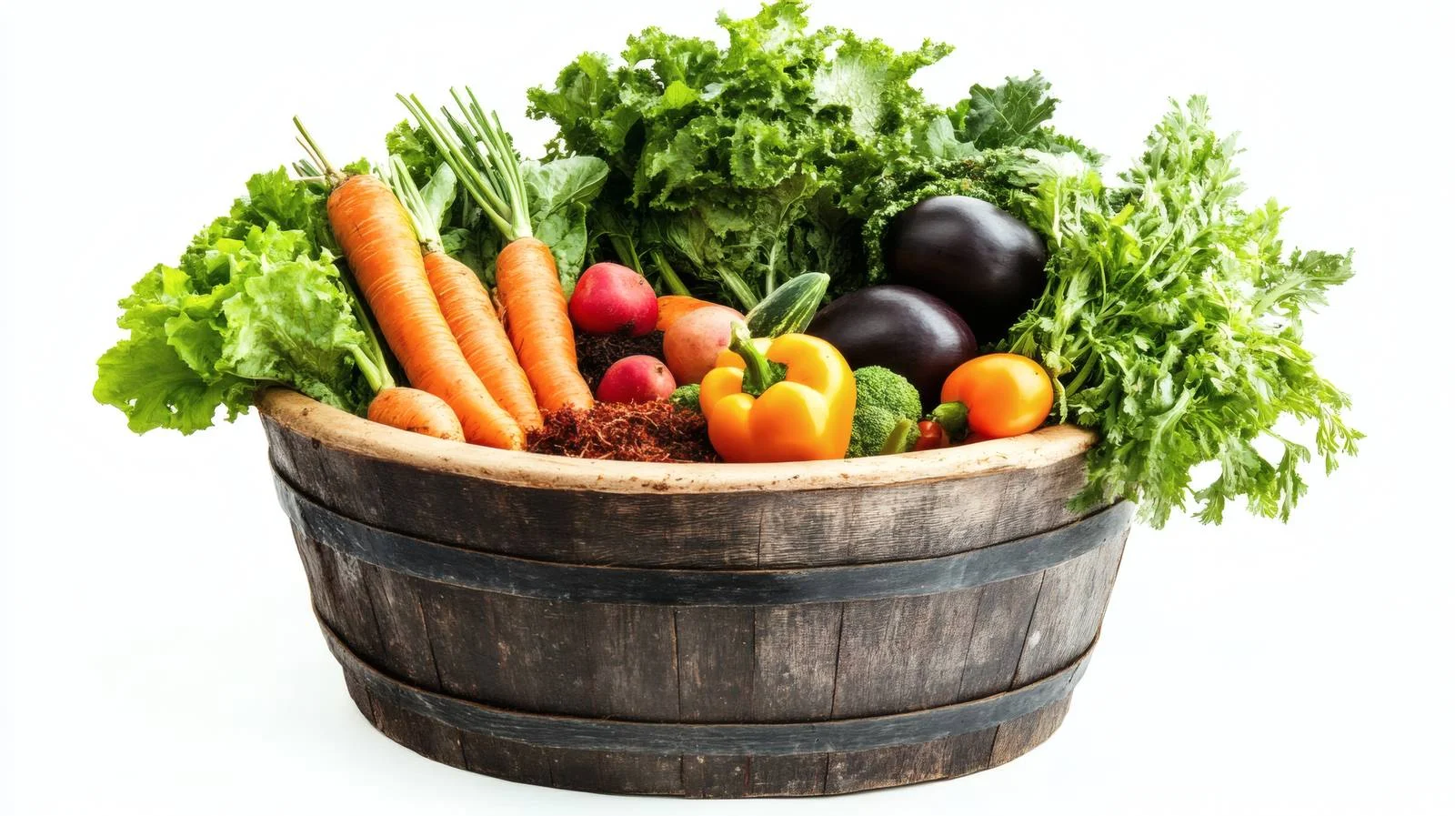 Organic Compost Bin and Fresh Vegetables on White Background — free download from Dotvec