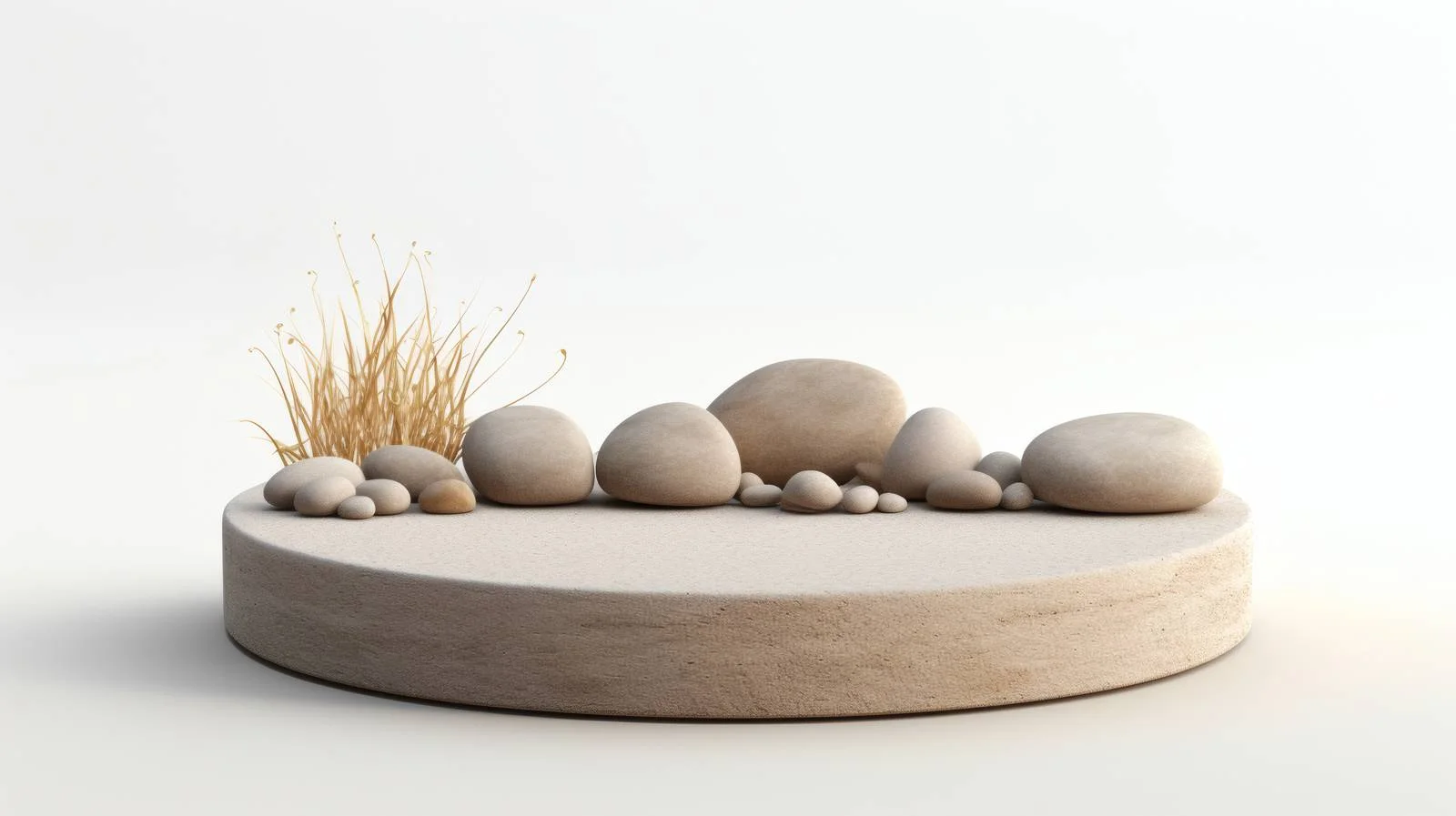 Minimalist Concrete Podium on Sand with Pebbles – free pebbles image from Dotvec