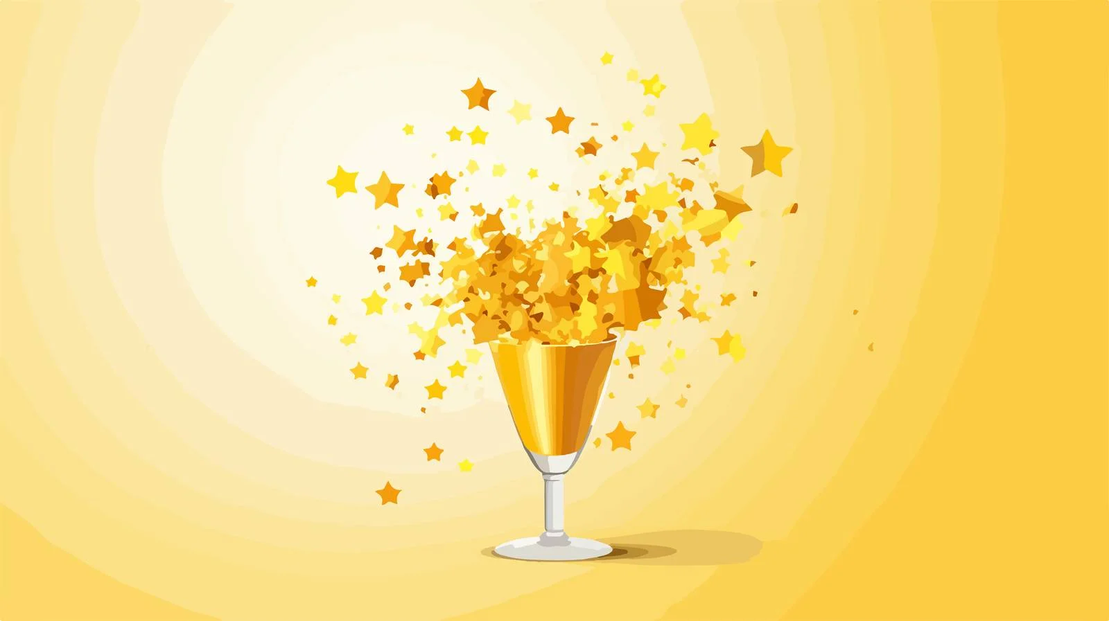 Celebratory Champagne Glass Overflowing with Confetti Stars — free download from Dotvec