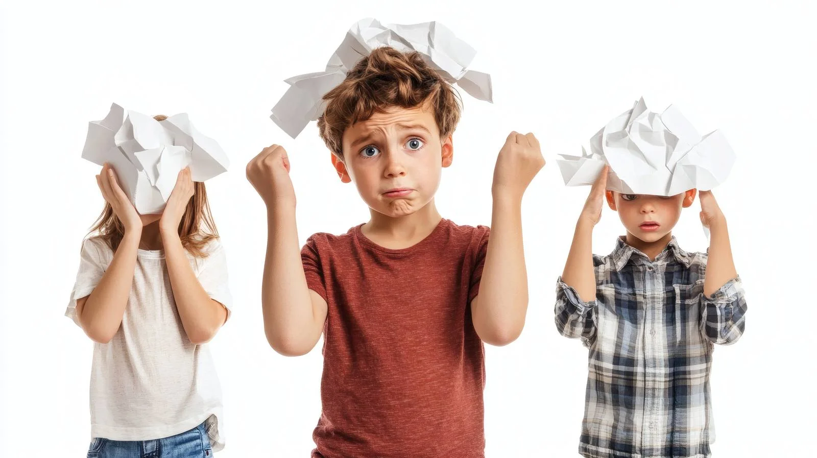 Perplexed Kid Holding Paper Around Parents – free bewildered image from Dotvec