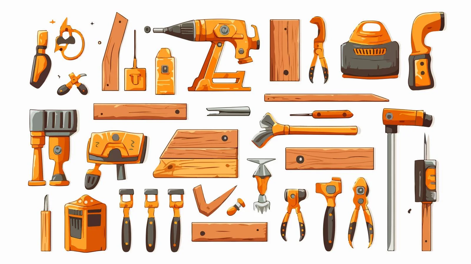 Flat Construction Tools Elements — free download from Dotvec