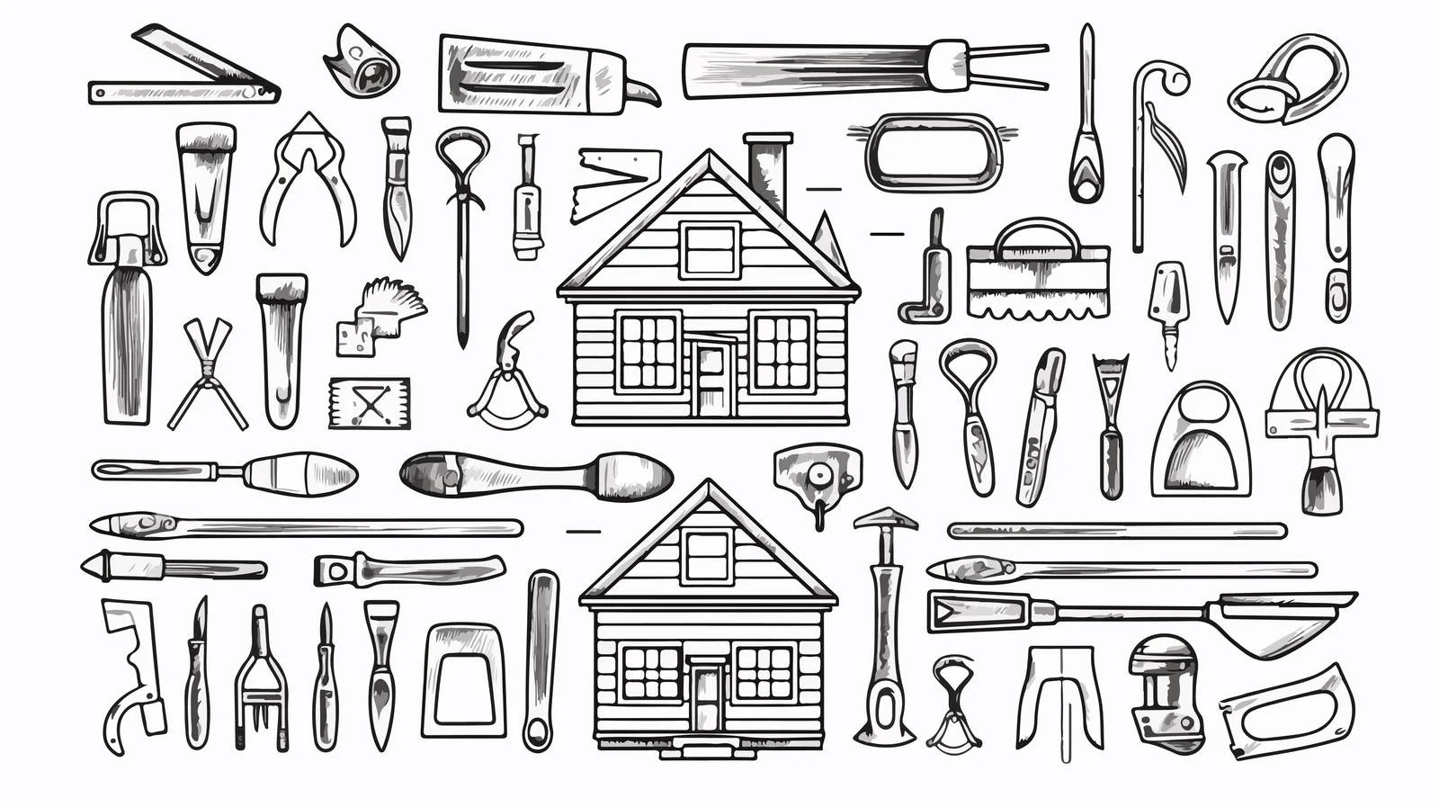 Construction Tools Hand Drawn Outline Elements — free download from Dotvec