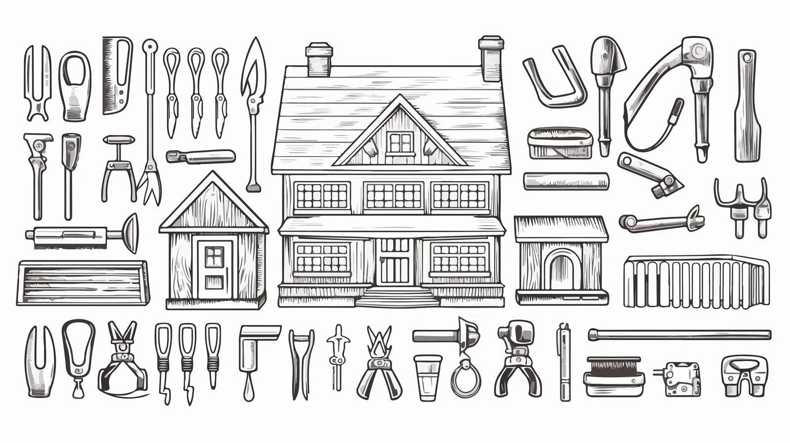 Hand-Drawn Construction Tools Illustration — free download from Dotvec