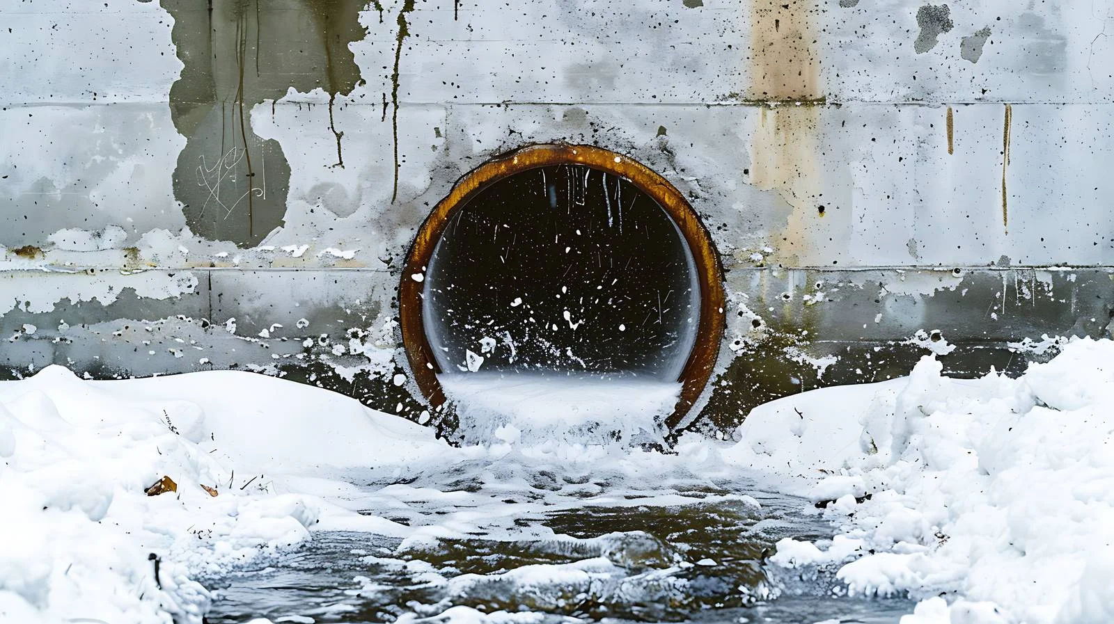 Polluted snow melting on background landscape — free download from Dotvec