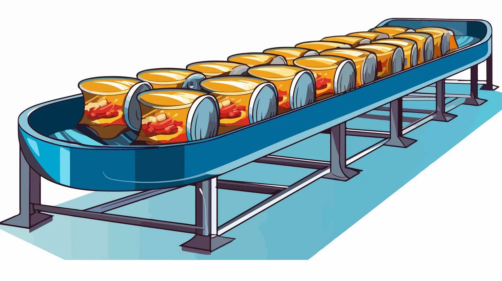 Food Industry Conveyor Belt with Cans — free download from Dotvec