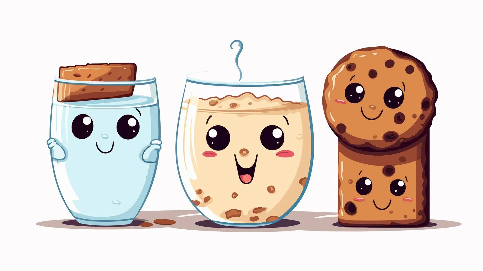 Delicious Cookies and Milk Characters — free download from Dotvec