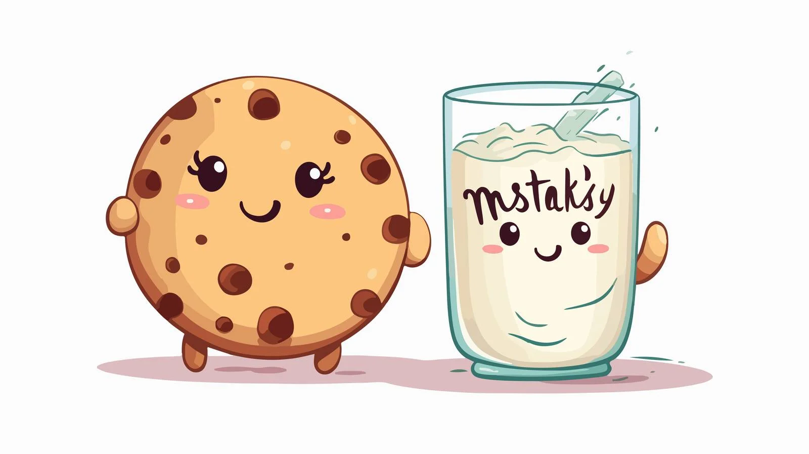 Delicious Cookies Milk Characters YUMMY Inscription — free download from Dotvec