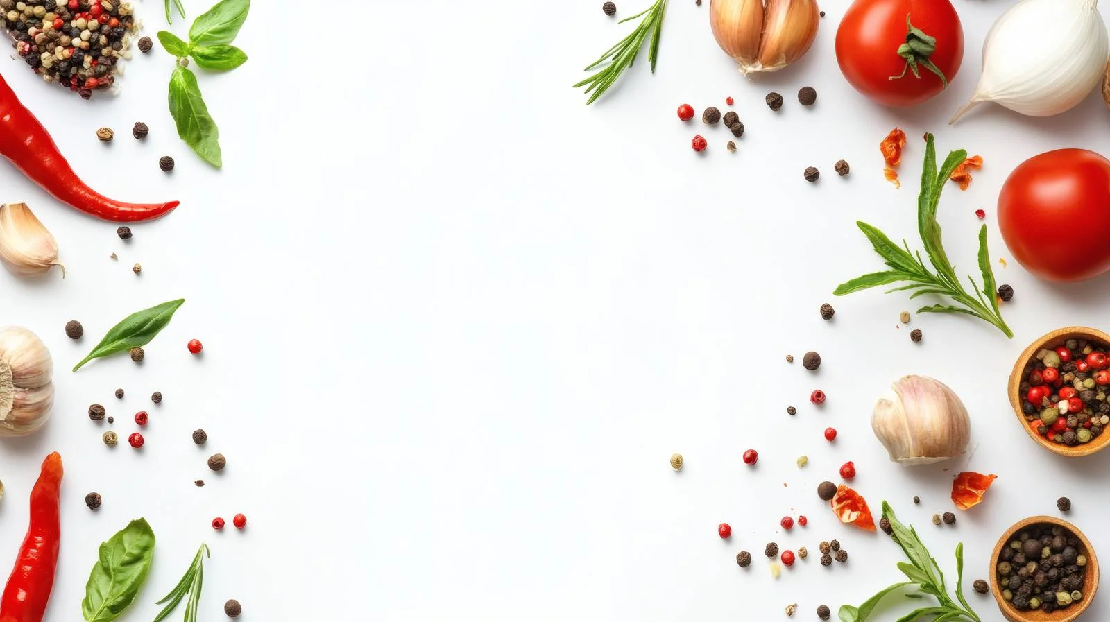 Assorted cooking ingredients on white background — free download from Dotvec