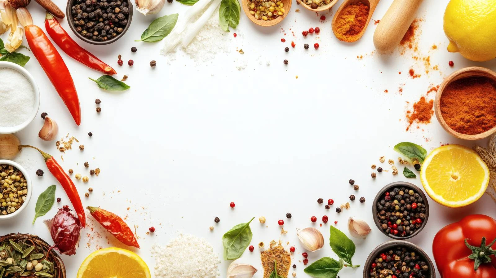 Assorted Cooking Ingredients on White Background — free download from Dotvec