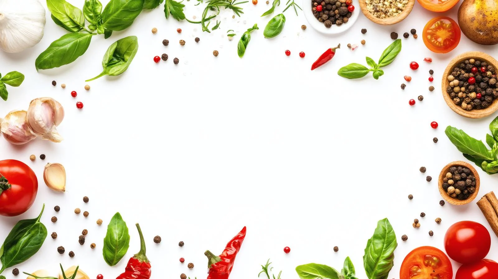 Assorted Cooking Ingredients on White Background — free download from Dotvec