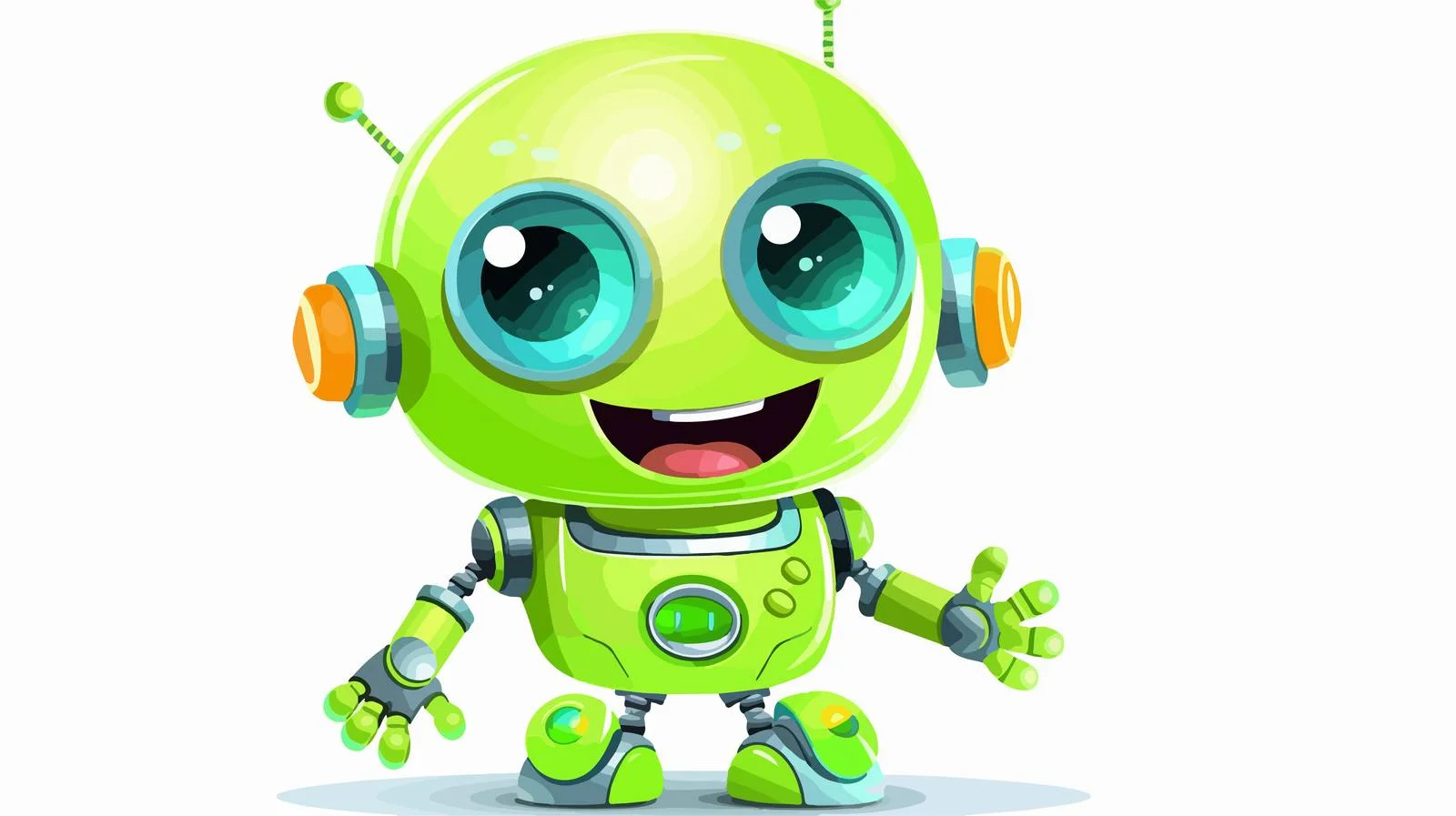 Cheerful Green Robot Character — free download from Dotvec