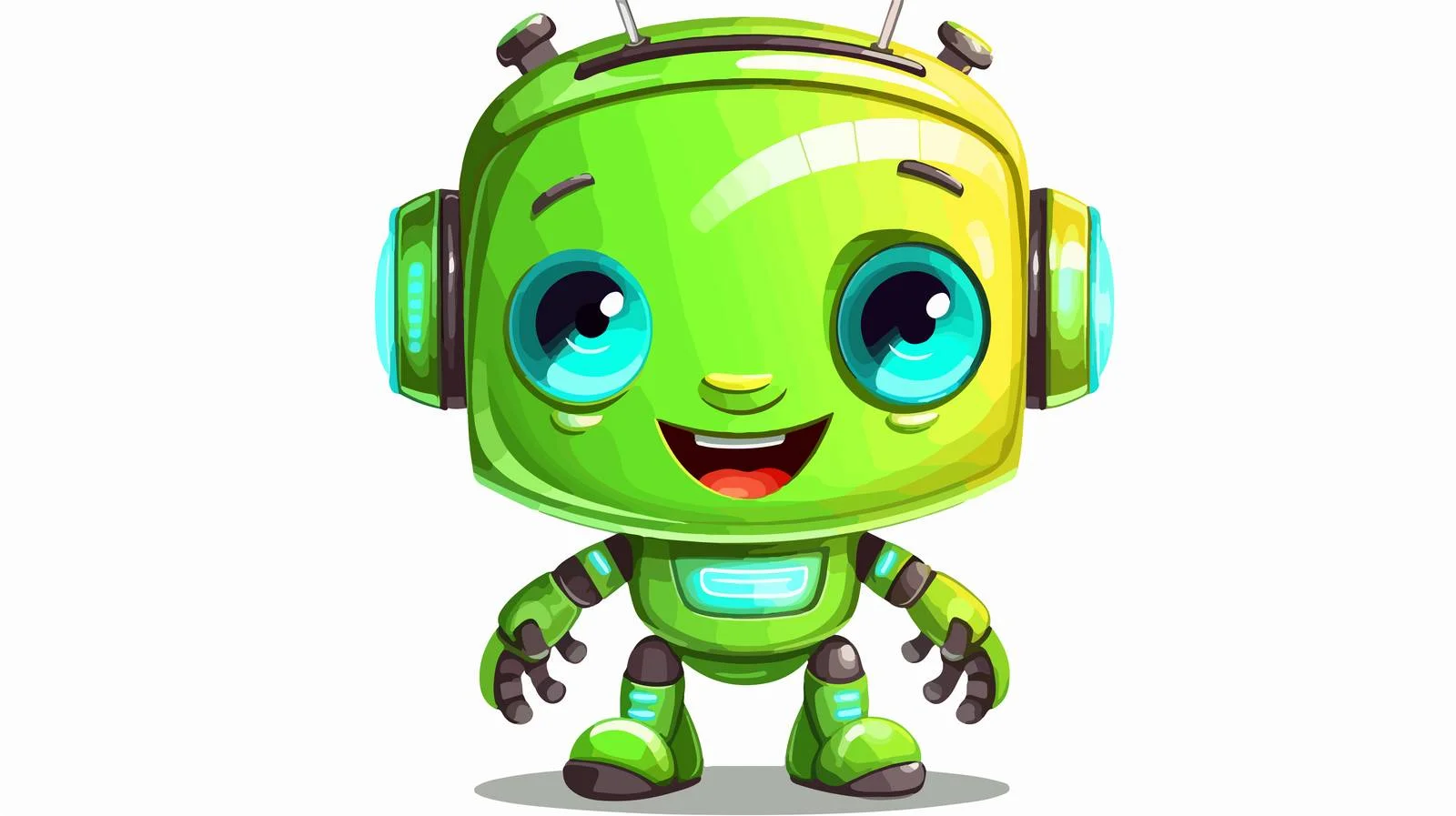 Cheerful Green Robot Portrait — free download from Dotvec