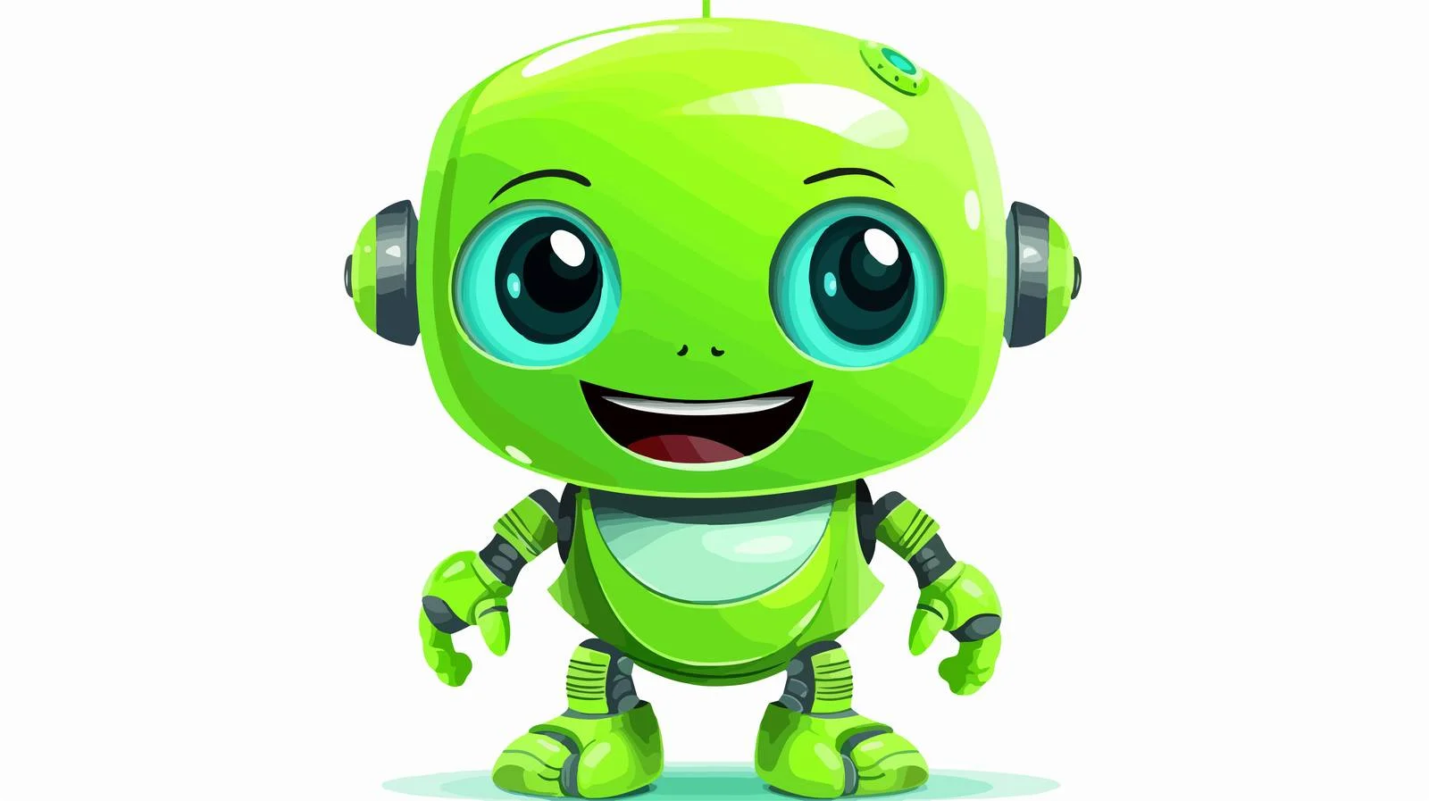 Bright Green Robot Smiling — free download from Dotvec