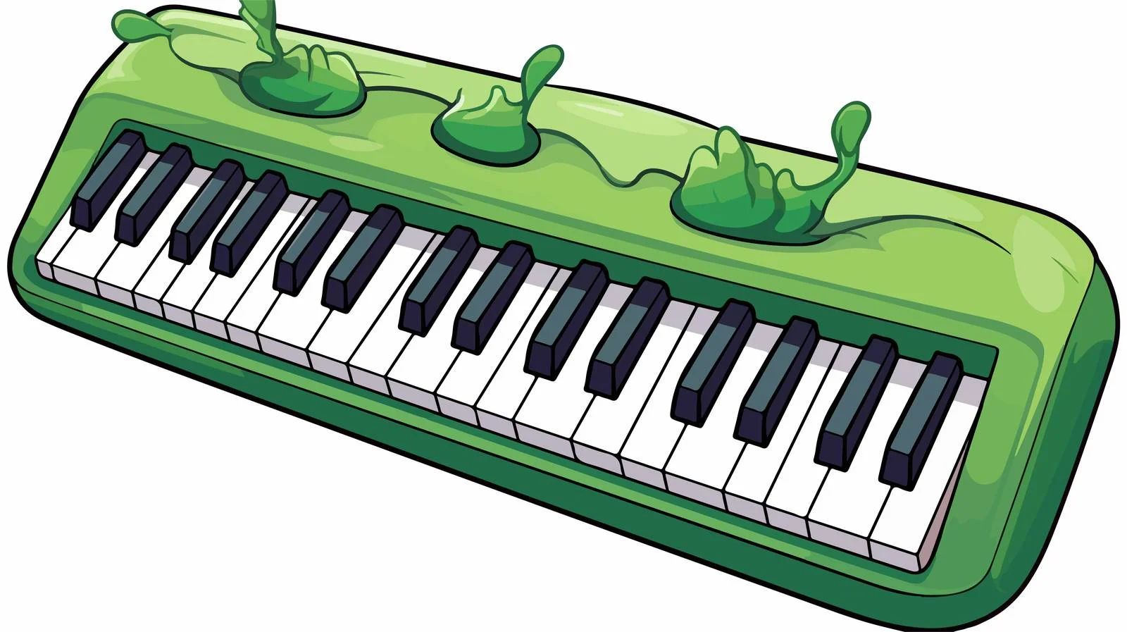 Playful Cartoon-Style Green MIDI Keyboard — free download from Dotvec