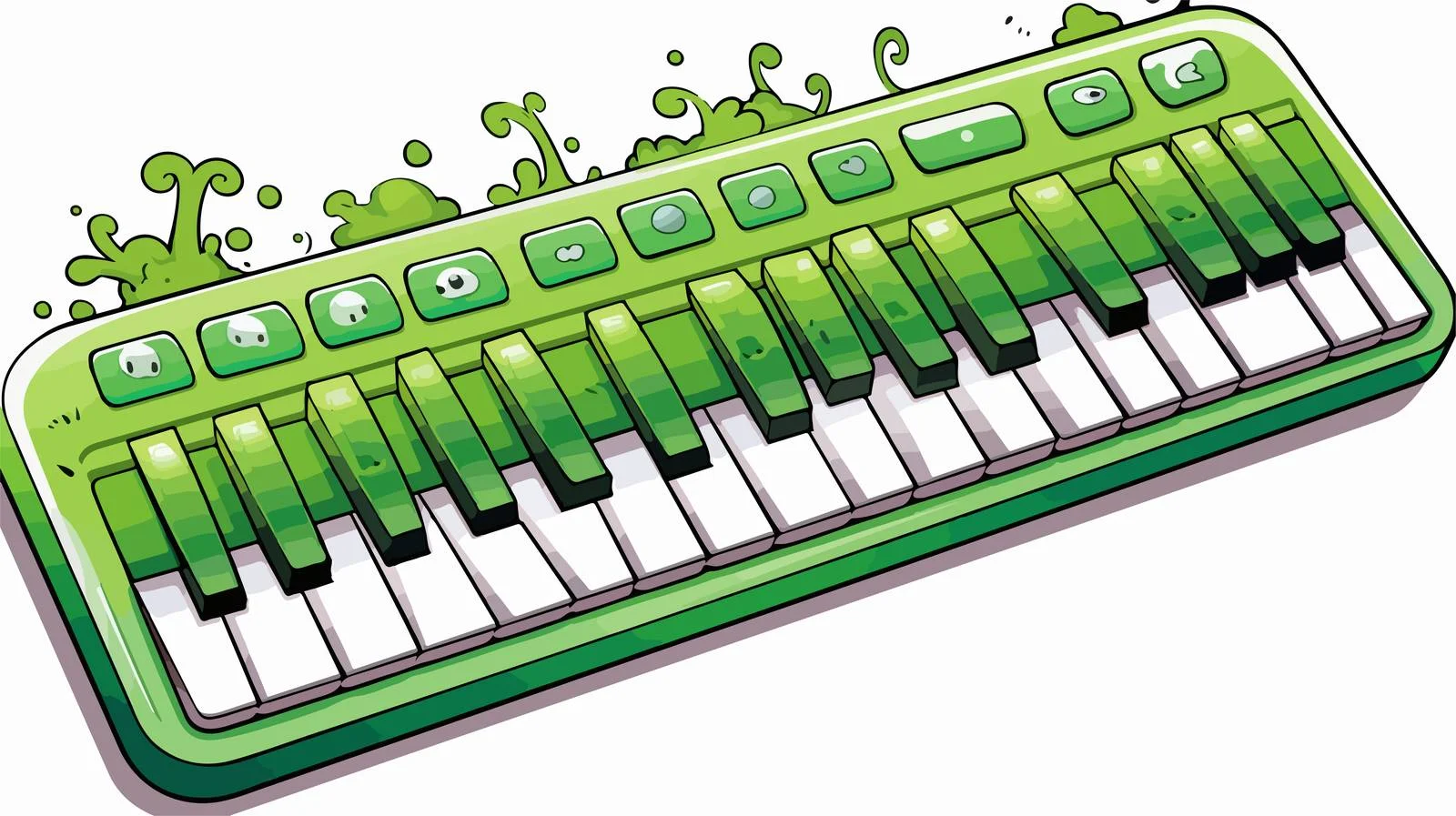 Cartoon-style Green MIDI Keyboard — free download from Dotvec