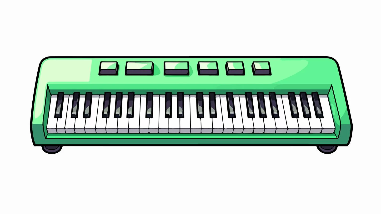 Playful Cartoon-Style Green MIDI Keyboard — free download from Dotvec