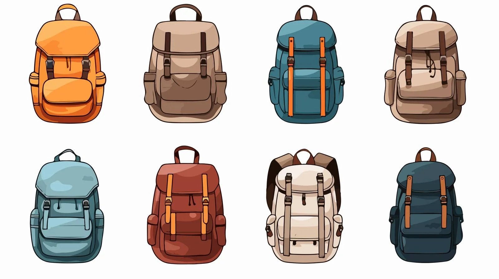 Fashionable Backpack Set Collection — free download from Dotvec