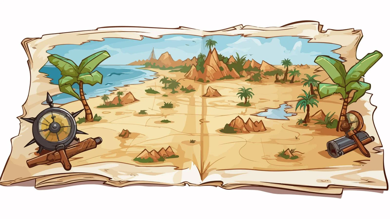 Adventure Map and Binocular Vector Illustration — free download from Dotvec