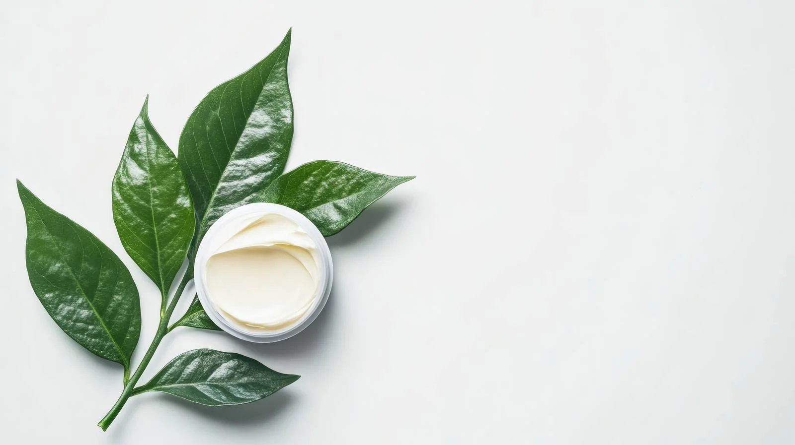 Natural Cosmetic Cream on Green Leaf — free download from Dotvec