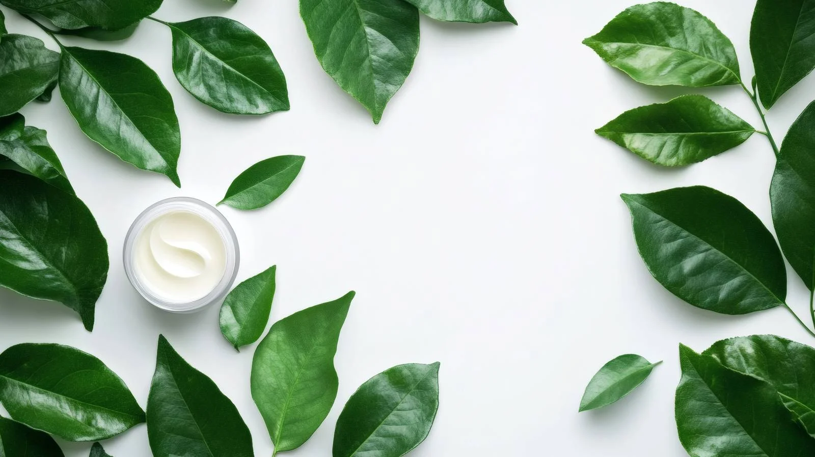 Luxurious Cosmetic Cream on Fresh Green Leaves — free download from Dotvec