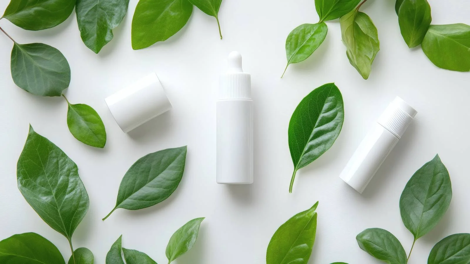 Luxurious Cosmetic Cream and Serums with Green Leaves — free download from Dotvec
