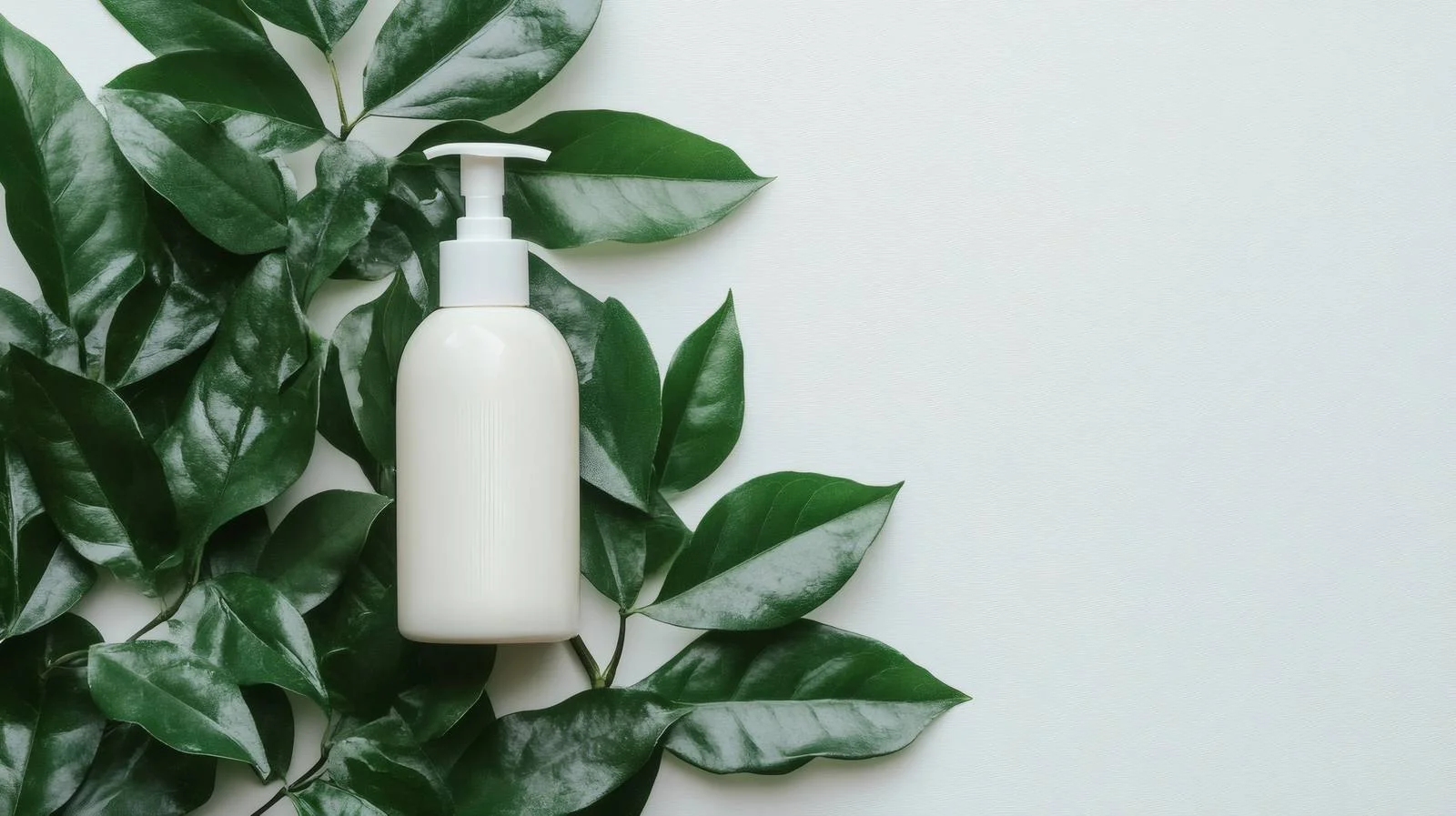 Luxurious Cosmetic Lotion on Green Leaves — free download from Dotvec